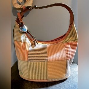 Authentic Dooney & Bourke multi-colored striped  bucket purse. Just needs TLC